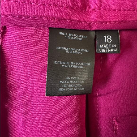 Tahari | Fuchsia Straight Leg Flat Front High Rise Trousers | Size 18 - Picture 6 of 7